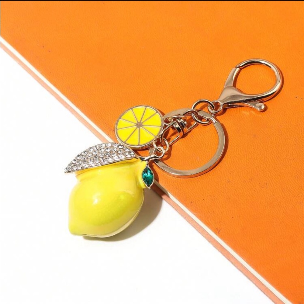Lemon 🍋 bag charm keychain with gold hardware NWT - Picture 3 of 7
